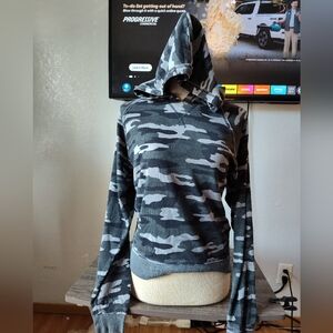 Women's Lucky Brand Gray Camouflage Hoodie
